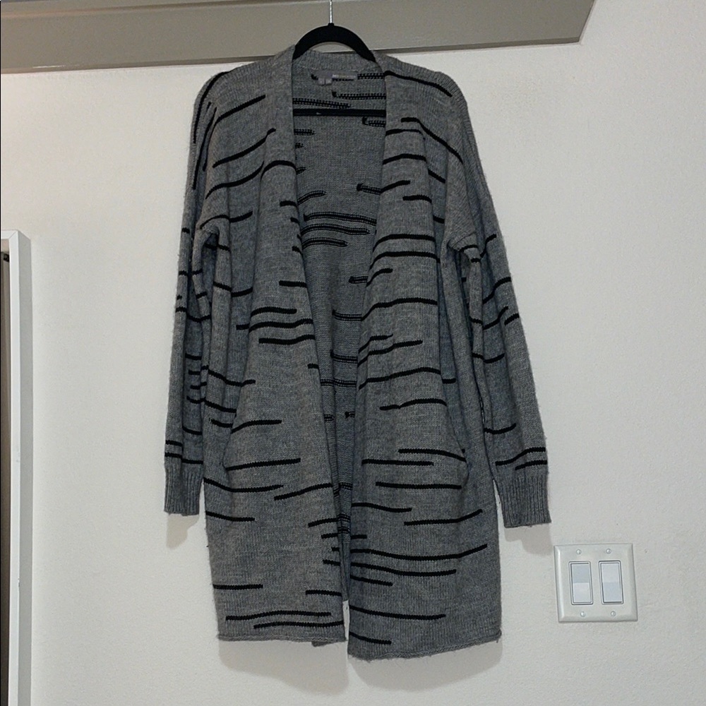 360 Sweater Gray Alpaca/Merino Wool Blend Long Cardigan SZ L EUC